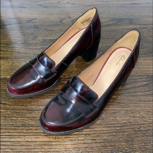 Clarks heeled loafers